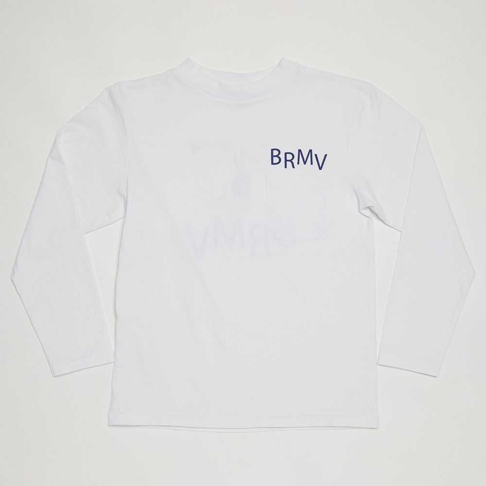 BRMV Mock Neck Long Sleeve Tee (White)