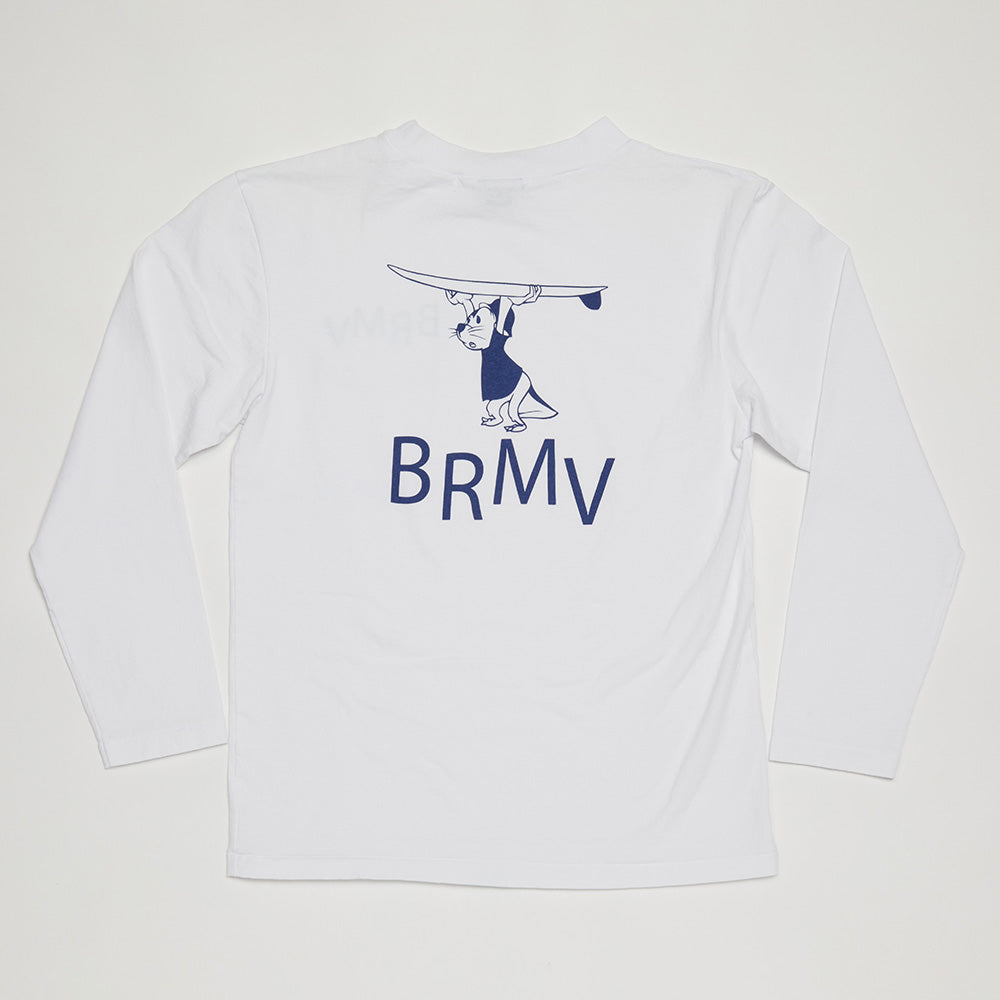 BRMV Mock Neck Long Sleeve Tee (White)