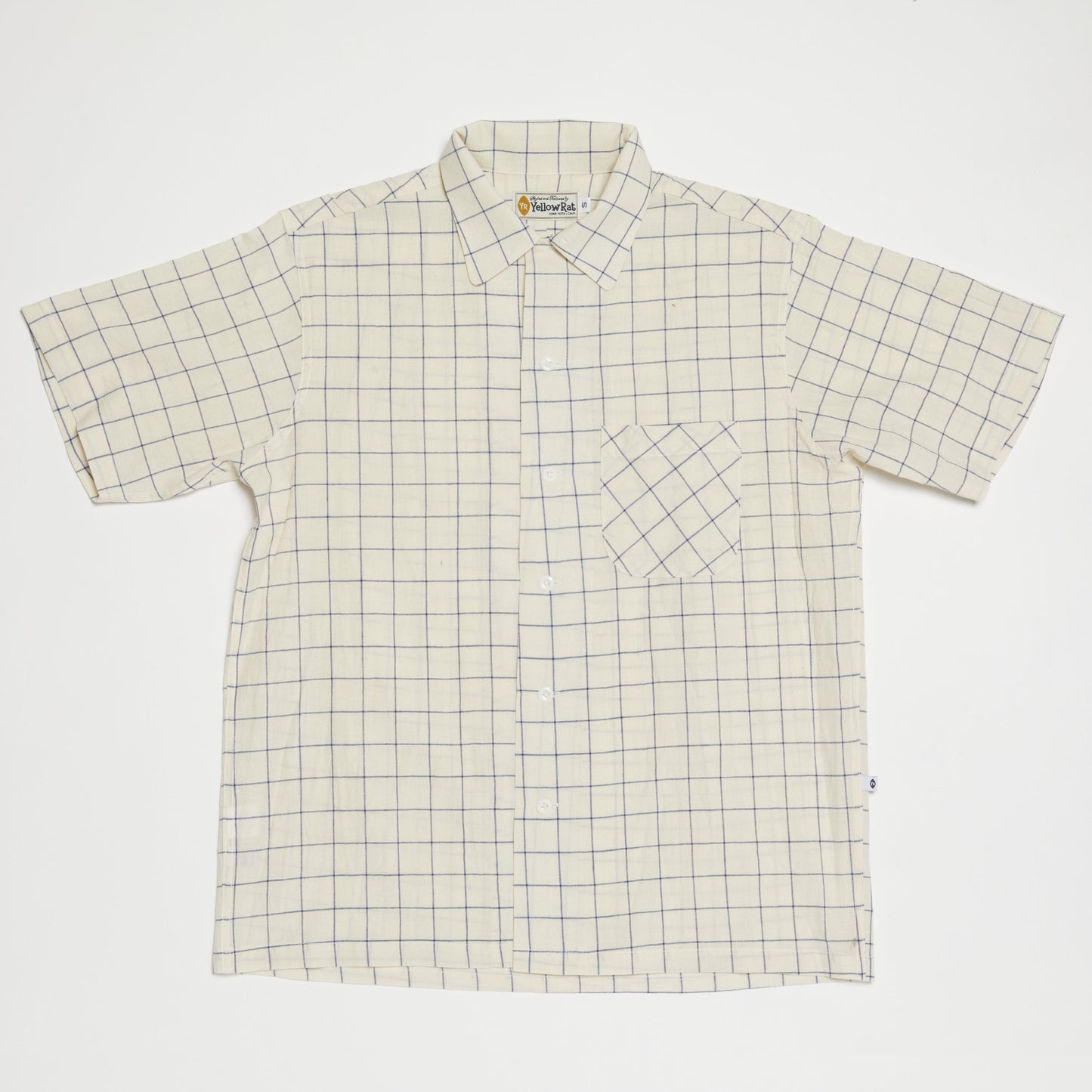 Round Collar Shirt (Navy x Natural)