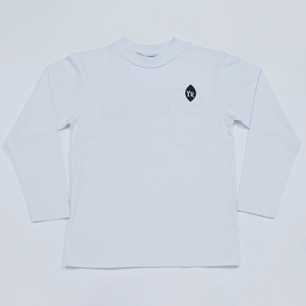 Classic Box Mock Neck Long Sleeve Tee (White)