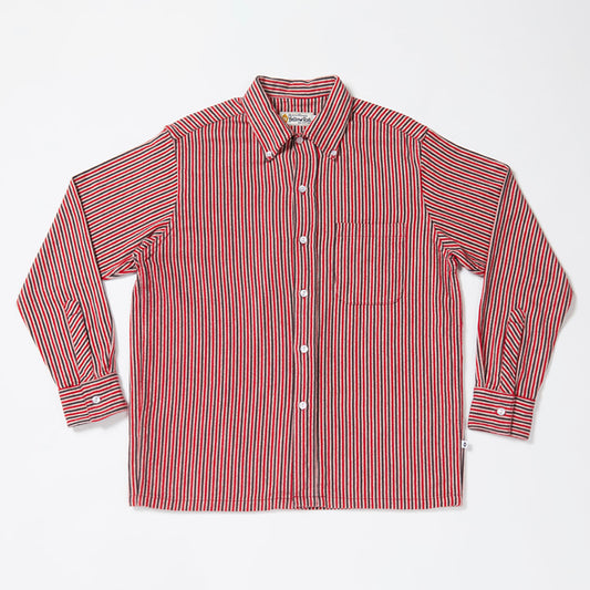 Convertible Collar Button-down Shirt (Red)