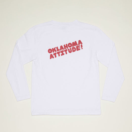Oaklahoma Attitude Mock Neck Long Sleeve T-Shirt (White)